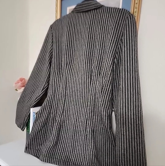 Vintage Button Black Blazer Jacket Rayon Poly Blend Retro La Belle Rockabilly - Picture 2 of 9